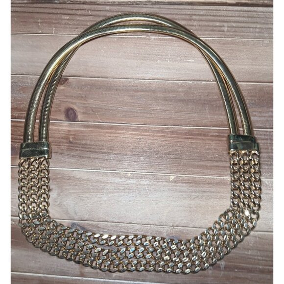 Stretch Belt Triple Gold Tone Curb Chain Waist Jewelry Heavy Club Style for 28\
